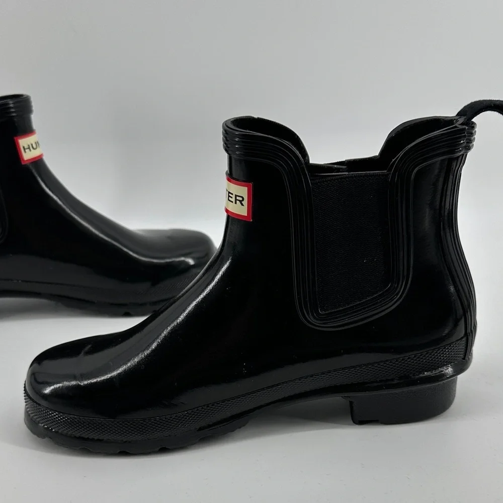 Hunter Chelsea Style Heritage Modern Chic Black Rain/Winter Ankle Boots Sz6